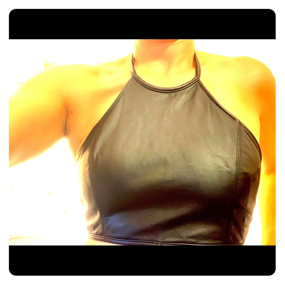 RL Leather halter top